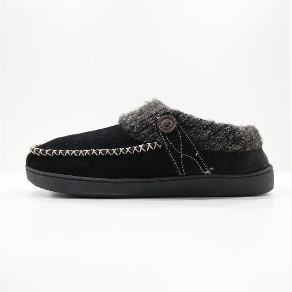 Earth Spirit Cloudease Black Leather Faux-Fur Lined Clog Slippers - Women's 9.5 - Picture 1 of 7